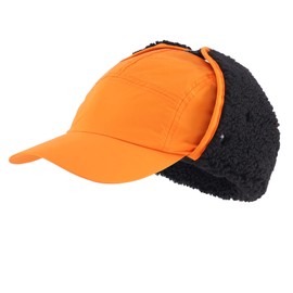 Home Prefer Waterproof Mens Winter Hat Fleece Lined Earflaps Visor Hat Face Cover (Dark Orange)