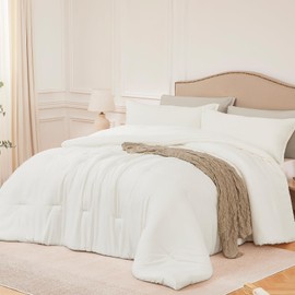 Quataly King Comforter Set Beige,3PCS Soft Lightweight Breathable Bedding Comforter Sets for All Season, King Size(104''×90'' Comforter & 2 Pillowcases)