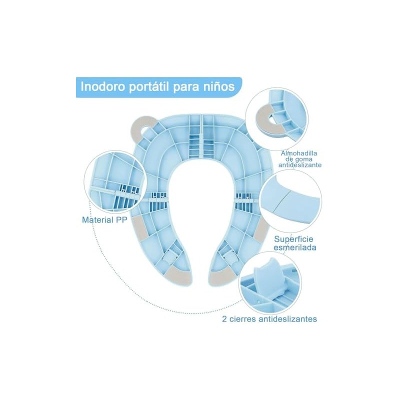 Adaptador Baño Infantil Plegable, Asiento de Inodoro Niños (Gris)