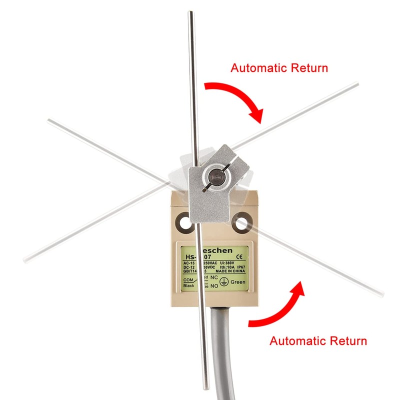 Heschen Compact Prewired Limit Switch, HS-3107, Adjustable Rod Lever, 1NO