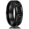 LAOYOU Anxiety Relief Mens Spinner Ring | 8mm Black Stainless Steel Fidget Ring for Men Worry Stress Anxiety Ring Chain Spin Spinny Finger Adult Spinning Ring Band Jewelry Gift Size 6