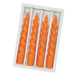 7.5 Inch Taper Candles Candle Sticks Handmade Unscented Smokeless Twisted Candlesticks for Wedding Home Party(Orange)color: Orange, size: 7.5in