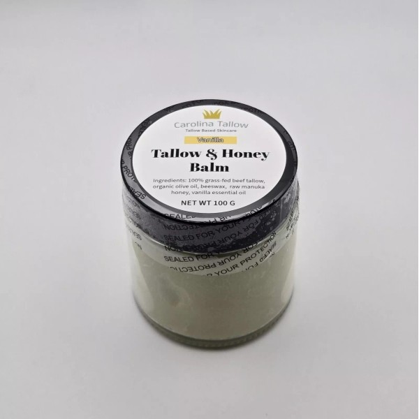 Carolina Tallow Vanilla- Tallow and Honey Balm (100% grass-fed), 4oz