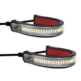 HQRNYP 2PCS Motorcycle LED Turn Signal Light, Motorcycle Blinkers, Flexible Switchback Dual-Color White & Amber Fork Turn Signal Blinkers, Waterproof DRL Daytime Running Light Bar for Motorbike