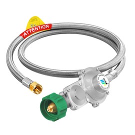 GGC 5FT Two Stage Propane Regulator with Stainless Braided Hose, Dual Stage Propane Hose with QCC1/Type1 Connector for Gas Grills RV Appliance Generator