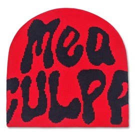 SENMAY Beanie for Men and Women MEA Culpa Y2K Knit Beanies Warm Winter Hat for Gifts Red Beanie