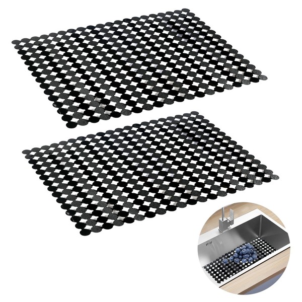 Kitchen Sink Mats, 2 Pcs PVC Draining Mat Cut-to-Size Sink