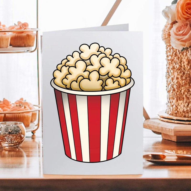Large (A4) 'Popcorn Bucket' Blank Greeting Card (GC00073558)