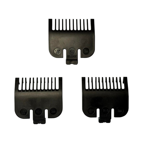 (3 Pack) (1/8") Professional Hair Clipper Guards No.1 Cutting Guides
