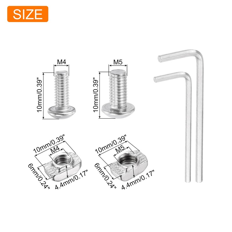 sourcing map M4/M5 202Pcs T Nuts Sliding T Slot Nut