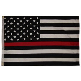2x3 USA American Thin Red Line Fire 100D Woven Poly Nylon Flag 2'x3' Banner