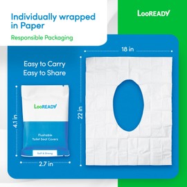 Toilet Seat Covers Disposable Flushable - Extra Thick & Large (18x22") - Individually Wrapped Toilet Seat Cover for Travel & Public Bathroom - Premium Quality, Convenient, and Hygienic (30 Pack)