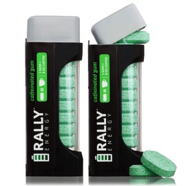Rally Energy Caffeine Gum, Sugarless Gum with 60 mg of Caffeine for Fast-Acting Energy, Stay Alert, Long-Lasting, Natural Peppermint Flavor (2 Pack, 20 Pieces)