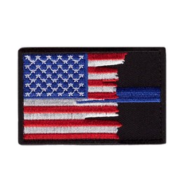HookUS Flag Blue Line Tactical Gear Police Patch BL14