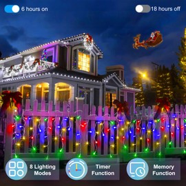 QUHUATU 1620 LED 164ft Christmas Icicle Lights, 360 Drops Clear Wire LED Icicle String Lights, 8 Modes Christmas Fairy Lighs with Timer & Memory for House Holiday Decor Wedding (Multicolor)