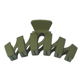 [ナカノヤ] NAKANOYA バンスクリップ 1個 プラスチック 樹脂 ヘアクロー バンス ジッケピン ヘアクリップ 無地 シンプル くすみカラー ウェーブ 波型 ギザギザ ジグザグ マット 艶消し つや消し つやけし 大きめ 大きい 特大 ビッグ ラージサイズ LLサイズ 軽量 AMVL5 (16:KK:カーキ)