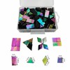 200g Iridescent Glass Mosaic Tiles, 270 Pieces, 4 Shapes, Mixed