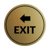 Signs ByLITA Circle Exit-Left Sign (Brushed Gold) - Small
