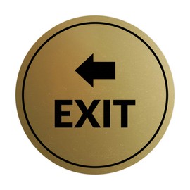 Signs ByLITA Circle Exit-Left Sign (Brushed Gold) - Small