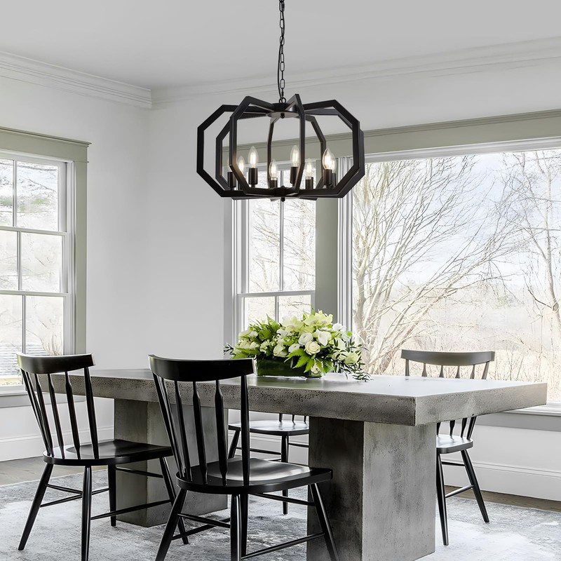 Lanhall 8 Black Light Farmhouse Chandelier Dining Room Light Fixture