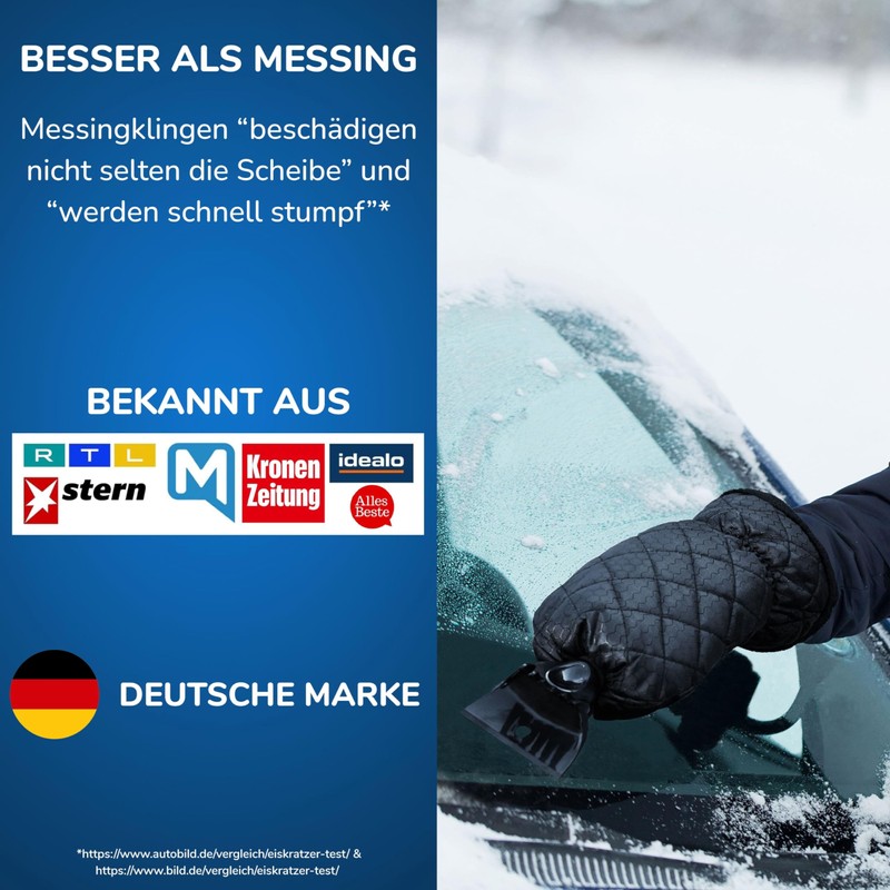 LYVANAS Eiskratzer Auto mit Handschuh TESTSIEGER 2023* - “Eismonster” Profi