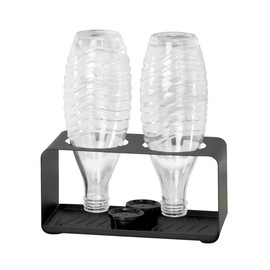 WENKO Wave Bottle Holder with Removable Drip Tray Black
