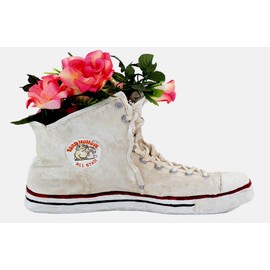 HomeStyles Medium 40010 White High Top Sneaker Shoe Planter Statue 7" h Holds a 4" w Pot
