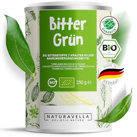 NATURAVELLA BitterGrün - Organic Bitter Substances 7 Herb Powders I 250 g | High-Quality Bitter Herbs According to Hildegard by Bingen & Bertrand Heidelberger | Vegan, Laboratory Tested | Digestion, Liver & Metabolism