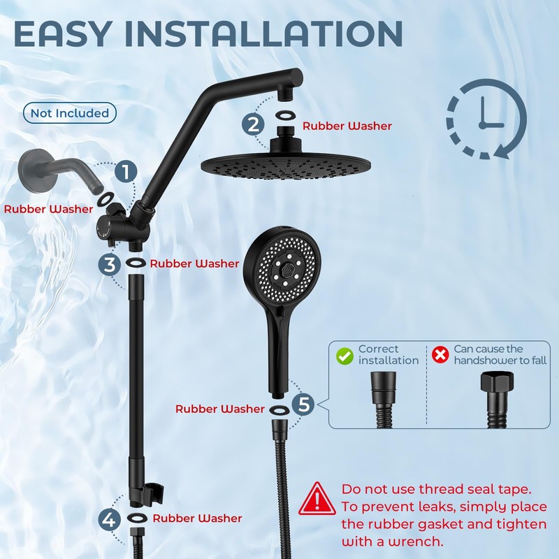 IUERASD Rain Shower Head with Handheld, High Pressure Dual Shower