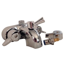 My PlumbingStuff RX2300J JUMBO Clawfoot Tub Add-a-Shower - 60” D-Style Shower Rod with Shower Rings - JUMBO Chrome-Bell Showerhead - B3100 Ball-Valve Technology - 12 Shower-Curtain Rings