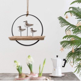 Rustic Wood Seagull Decor Hanging Nautical Wall Decor, Wooden Seagull Nautical Decor Beach Themed Decoration Coastal Decor Wall Art Decoration for Home Mediterranean Decor (Wood Color Seagull)