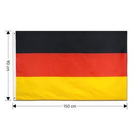 Pack of 2 Germany Flags, 90 x 150 cm, German Flag with Brass Eyelets, Weatherproof, Colourfast, Germany Flag for Football World Cup 2022, Decoration, Outdoor/Indoor