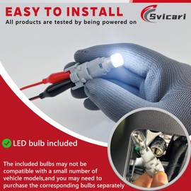 Svicari 2PCS Tail Light Bulb Socket Plug with T10 LED Bulb For Honda Acura TSX RDX Accord Odyssey Civic CRV Fit Rear Parking Back Up Lamp Base Connector Replace #33513-S84-A01