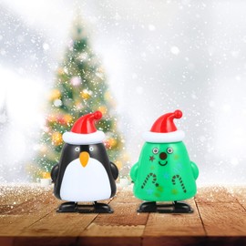 Tomaibaby 2pcs Christmas Wind Up Toys - Clockwork Walking Penguin Tree Xmas Doll - Holiday Goodie Bag Stuffer Kids Party Favors Gift (Random style)