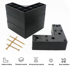 RUENXG 4-Pack L-Shaped Metal Furniture Legs 1.96" Heavy Duty Sofa Feet, Replacement Cabinet Legs for Couches, Dressers & Bed Frames – Black Adjustable Furniture Leg Set ﻿