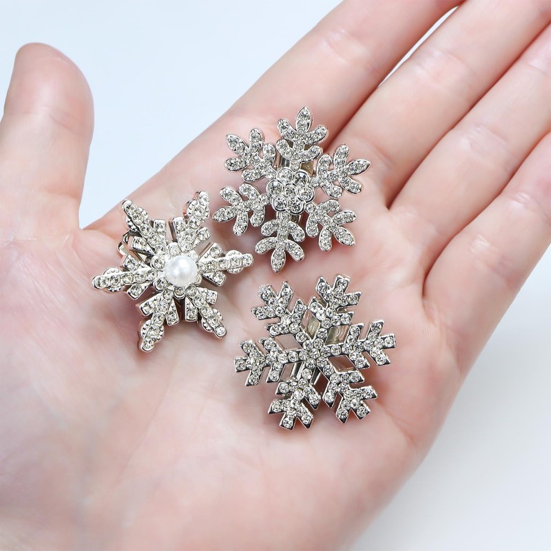 ヘアクリップ 雪の結晶 【6個セット】シルバー 髪飾り ヘアアクセサリー ヘアピン キラキラ 結婚式 発表会 パーティー