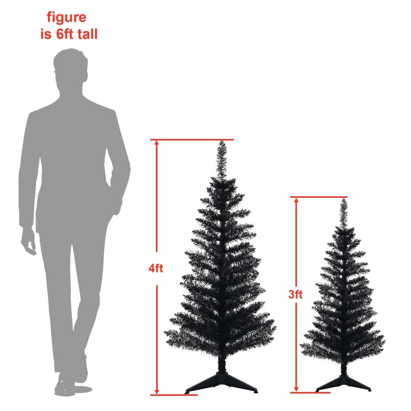 Maylaviu 4FT Christmas Tree with Lights Pre-Lit, Halloween Black Xmas