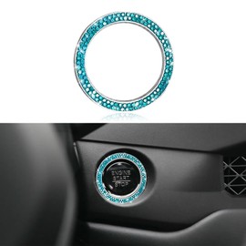 QZTYTY Car Engine Start Stop Decoration Ring, Car Start Button Cover, Push to Start Button Start Engine Ring, Car Accessories Push Start Button Ignition Ring Sticker for Women (Lake Blue, 1PCS)
