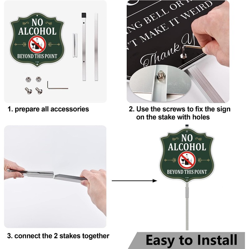 No Alcohol Beyond This Point Sign 10" x 10" With