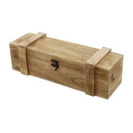 FRANK FLECHTWAREN Gift Box, Wooden Chest Rustic, for 1 Bottle, Presentation Case, Gift Box