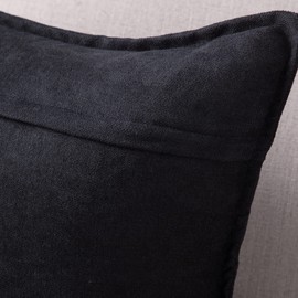 MADIZZ Set of 2 Short Chenille Throw Pillow Covers 12x20 Inch Black Soft Decorative Cushion Cover for Sofa Bedroom Pillow Shell