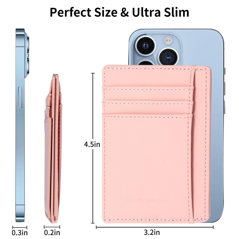 Chelmon Slim Wallet for Women, Minimalist Front Pocket RFID Blocking