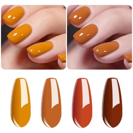 Vishine Gel Nail Polish Set - 4 Colors Pumpkin Spice Yellow Orange Carrot Color Collection Nail Art Nail Polish UV LED Gel Polish Varnish Long-lasting Salon DIY Manicure 8ml #C014