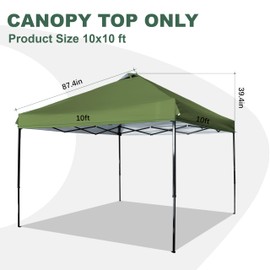 JANCANOPY 10x10 Canopy Replacement Top with Air Vent Silver Coated for Straight Leg Canopy Frame, (Army Green)
