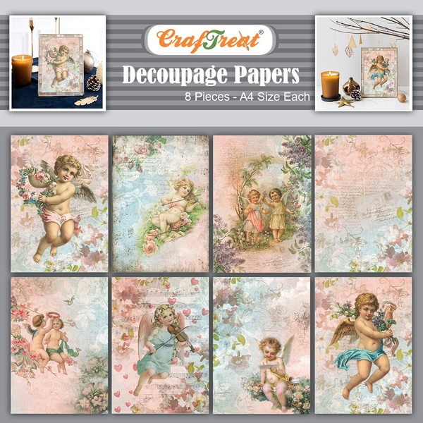 CrafTreat Decoupage A4 Paper - Angel Set I and II