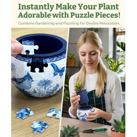 3D Puzzle Planter 80 Pieces - Flower Pot - Oriental Birds and Flowers, Home Decor Flower Pots for Indoor Cactus, Succulents Pots [K1115]