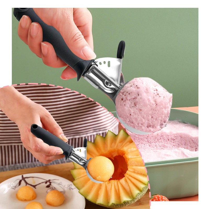 Stainless Steel Ice Cream Scoop with Trigger – Effortless Scooping