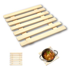 Natural Bamboo Trivet 17 x 17 cm Heat Resistant for Pots and Pans, Square Protective Mat for Kitchen, Non-Slip and Eco-Friendly Design