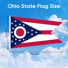 Ohio State Flag 3x5 FT Outdoor, Vibrant Color Polyester OH Flag with 2 Brass Grommets, Ohioan State Flag for Elections, Patriotic Decorations, Independence Day Celebrations