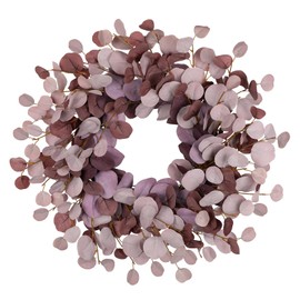 Artificial Eucalyptus Wreath Diameter 61 cm - Door Wreath with Grapevine Base, Decorative Wreath in Bordeaux - Artificial Wreath for Front Door, Wall Decoration, Window & Autumn Spring Decoration